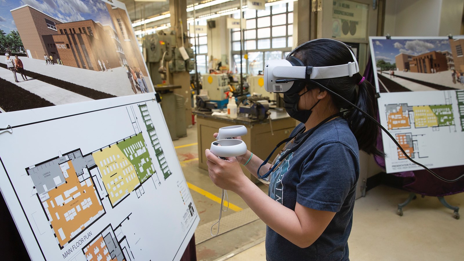 Taking a VR tour of the in-progress Tec Voc expansion.